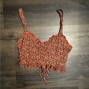 Orange and Black Floral Camisole Top